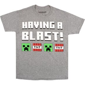 Minecraft Birthday Boy Short Sleeve T-Shirt - Creeper Having a Blast Boys Short Sleeve Tee for Birthday Parties
