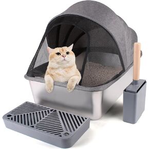 Upgrade Stainless Steel Cat Litter Box, XL Large Enclosed Cat Litter Boxes with Spacious for Big Cats, Premium Covered Cat Litter Box Features Leak-Proof Design, Includes Scoop for Easy Cleaning