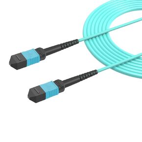 7 Meters OM4 8 Cores MPO-MPO Connector Optical Fiber Patch Cord 50/125 Multimode Fan-Out Jumper Female to Female Type B 40G/100G 22.9ft Aqua