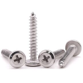 M5 x 35mm Flat Round Head Phillips Drive Self Tapping Screws, 304 Stainless Steel 18-8 Wood Screws Furniture Screws, Full Coarse Thread Sheet Metal Screws, Pack of 30