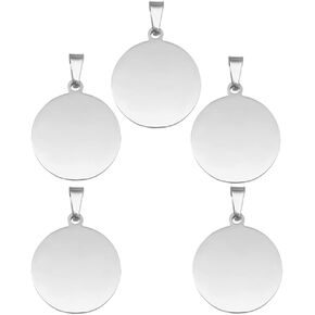 5 Pieces Blank Dog Tags Cat Tags Pet ID Name Tags Round Blank Tags Blank Metal Stamping Tags Stamped Blanks Metal Tags Stainless Steel Blank Stamping Tags with Hole(Silver, 30mm)