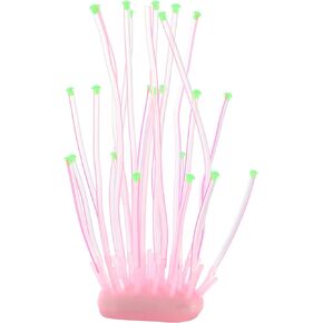 VOCOSTE Aquarium Simulation Coral Sea Urchins, Silicone Fluorescent Coral Glow Ornaments Fish Tank Landscape Decoration, Pink