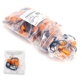 Metal Detectable Foam Earplugs 50 Pair - NRR 32dB with Detectable String - Noise Cancelling, Sound Blocking, Disposable, Corded Ear Plugs Bulk for Food Services, Industry, Pharmaceutical, Pulp & Paper
