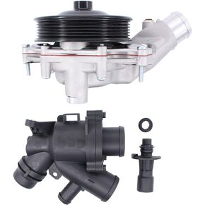 NewYall Engine Water Pump and Thermostat Kit with Bolts Gaskets Connector