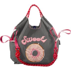 Ball&Chain Embroidered Doughnut Pattern Tote Bag，Women's Leisure Shopping Bag, 15x16 inches