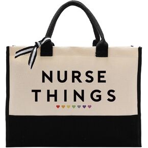 EDCTO Nurse Things Canvas Bag Gift, Nurse Gift, Cotton Canvas Tote Bag, Utility Tote Shopping Bag Grocery Bags, Nurse Canvas Beach Bag, Nurse Appreciation Gift, Gift for Nurse Friend Nursing Students in Saudi Arabia