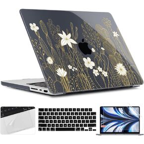 TWOLSKOO for MacBook Pro 16 Inch Case 2023 2022 2021 Release M2 A2780 M1 A2485 M1 Pro/Max, Hard Shell Case & Keyboard Cover & Screen Protector for Mac Pro 16" with Touch ID, Abstract Flower