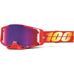 100% ARMEGA Goggles - Eyewear for Dirt Bikes, Motocross, Motorcycle, & Bike Sports - Durable Mountain Biking Goggles - Nuketown, Mirror Red/Blue Lens