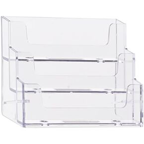 SOURCEONE.ORG 3 Pocket Premium Clear Acrylic Business Card Holder (1 Pack)
