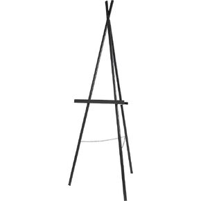 Deco 79 Metal Extra Large Free Standing Adjustable Display Stand Easel with Foldable Stand, 24" x 17" x 70", Black