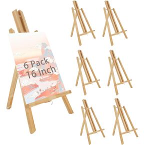 CYEAH 16" Tabletop Easel Set of 6, Wood Easel Stand, Tabletop Display Stand A-Frame Artist Easel for Painting Party & Displaying Canvases, Photos, Tripod Holder Stand for Students Kids Beginners