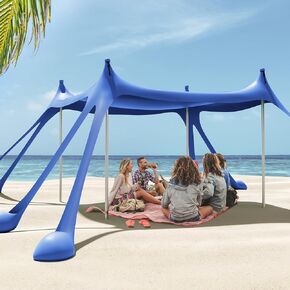 Gardentime Beach Tent Canopy Sun Shelter 10x10ft UPF50+ Protection Portable Shade with 8 Sandbags, 4 Poles, 2 Sand Shovels, Ground Peg for Outdoor Backyard Camping Fishing Picnic Turquoise