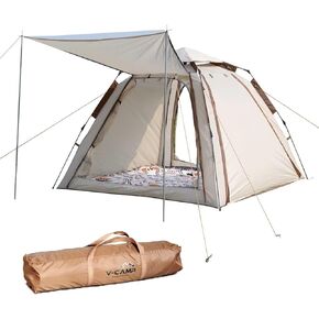 Camping Tent,Outdoor Beach Tent,Easy Pop Up Shade Tents 2 Doors for Camping Hiking,Portable Storage，Waterproof 150D OXF