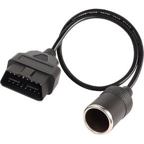 XMSJSIY OBD2 to Cigarette Lighter Female Socket Adapter Connecter 16Pin OBD2 Male for Vechile Car Extension Power Supply Cable 18AWG -0.5M/1.8FT