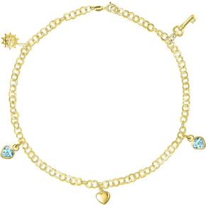 925 Sterling Silver Charm Anklet For Women, Girls, Teens- 10" Inch Silver and Gold Anklet, Charm Ankle Bracelets,Heart Charm,Accessories For Women Jewelry, Dainty Foot Jewelry