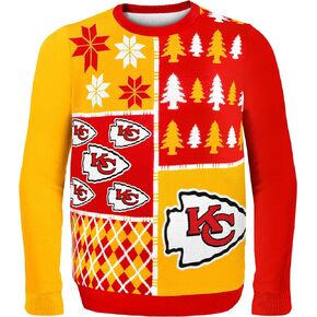 FOCO NFL Kansas City Chiefs BUSY BLOCK Ugly Sweater, Large