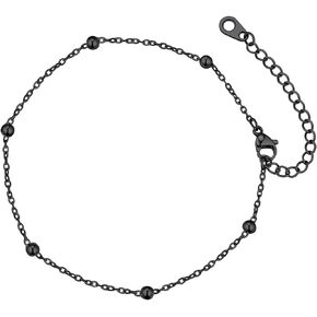 FaithHeart Ankle Bracelets for Women Silver Anklets for Women Waterproof Stainless Steel Miami Cuban Link/Beaded/Figaro Anklets Adjustable Length Summer Beach Foot Jewelry with Gift Box