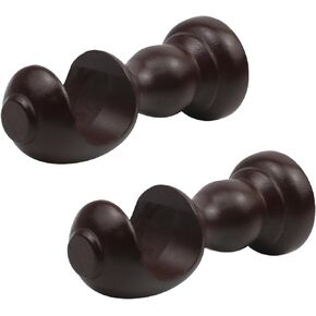 Mewutal 2 Pack Wood Curtain Rod Holders Red Brown Curtain Rod Brackets Wall Mounted Drapery Single Rod Brackets Window Drapery Single Rod Holders for 1-3/8" Dowel Rod
