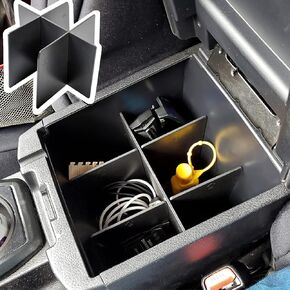 EDBETOS Center Console Accessory Organizer Compatible with Toyota Tacoma 2016-2019 2020 2021 2022 2023 ABS Material Armrest Box Insert Tray (Black Trim)