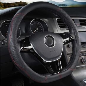 D Shape Steering Wheel Cover,Microfiber Leather D Type Steering Wheel Cover Breathable Anti-Slip Flat Bottom Shaped Steering Wheel Cover Steering Accessories for Women Men 15inch (Black)