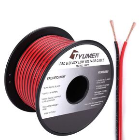 100FT 16 Gauge 2pin 2 Color Red Black Cable Hookup Electrical LED Strips Extension 12V/24V DC 16AWG Flexible Wire Extension Cord for Ribbon Lamp Tape Lighting