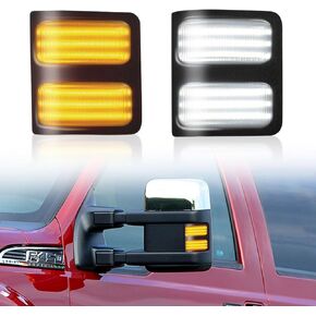 [2pcs] Side Mirror Marker Running & Turn Signal Lights for Ford F250 F350 F450 F550 Super Duty 2008-2016, LED Sequential Switchback Tow Lamps Replacement for 7C3Z13776B
