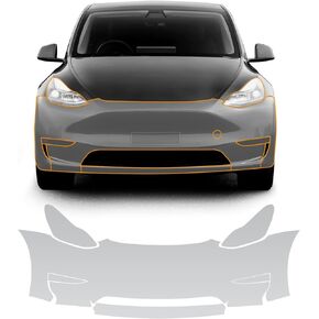 FDAIUN for Tesla Model Y 2020-2023 PPF Precut Gloss Clear Car Paint Protective Film Self Healing TPU HD Film Scratch Protector Exterior Accessories (Front Bars + Headlights 7Pcs)