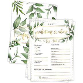 All Ewired Up 50 Baby Shower Predictions and Advice Cards, Greenery Baby Shower Games and Activities (50)