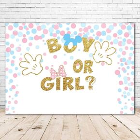 ميكي ماوس أو ميني ماوس خلفية دش الطفل للكشف عن الجنس لوازم الحفلات 7x5 بريق الوردي أو الأزرق خلفية استحمام الطفل لصبي وفتاة الفينيل ميني ربطة القوس فيونكة بيضاء ميكي الأيدي الخلفيات in Kuwait