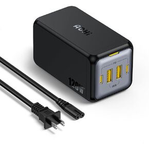 شاحن USB C، AOHI 4 منافذ 120 وات محطة شاحن USB لسطح المكتب GaN+ شاحن سريع للكمبيوتر المحمول محطة شحن USB-C مدمجة لأجهزة MacBook Pro/Air، XPS، iPad Pro، iPhone15/14/13/12/Pro Max، Galaxy in Kuwait