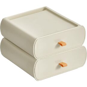Desktop Storage Box, Stackable Makeup Drawer Organizer, Desk Organization for Makeups, Countertop, Bathroom, Dorm, Office, (2 Pack, Ivory) in Kuwait