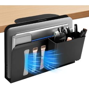 Desk Side Storage, Under Desk Laptop Holder Hanging Organizer with Pen Holder for Office and Home Use
