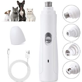 UniQu Dog Nail Grinder, 2-Speed Electric Rechargeable Pet Nail Trimmer with Low Noise Grooming Smoothing and Trimming, Perfect for Small Medium Dogs & Cats