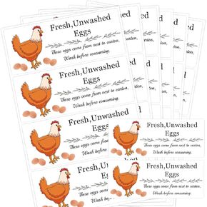 Unwashed Chicken Quail Duck Egg Carton Stickers 1 * 2.5 inch Farm Fresh Eggs Carton Labels Egg Packaging Handling Instructions Stickers for Farm Fresh Egg Business 120Pcs (Color2)