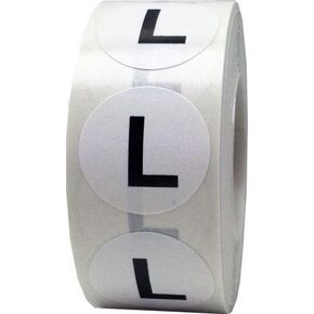 L Clothing Labels Round Circle Stickers for Retail Apparel 3/4 Inch 500 Adhesive Stickers