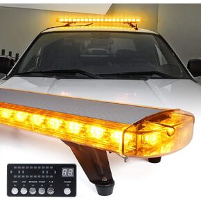 Xprite 48 بوصة LED كهرماني على السطح شريط أضواء تحذير للطوارئ 16 نمطًا ستروبًا مع دعامات تثبيت قابلة للتعديل للمركبات، والأمن، وإنفاذ القانون، وجرافة الثلج، وشاحنات السحب، والرافعة، وسيارات البناء