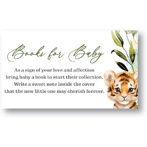 Set of 50 Jungle Theme Books for Baby Shower Request Cards, Baby Shower Book Request Card, Safari Theme Book Request Card, Gender Neutral Book Request Cards