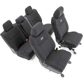 Rough Country Neoprene Seat Cover Set for 14-21 Toyota Tundra | CrewMax - 91027A, Front/Rear, Black