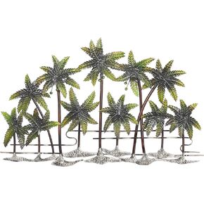 Deco 79 Metal Tree Home Wall Decor Indoor Outdoor Palm Tree Wall Sculpture, Wall Art 38" x 2" x 25", Green