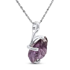 Natural raw alexandrite gemstone pendant chain necklace with white gold over 925 solid sterling silver, birthstone dainty solitaire gift for her, uniquelan jewelry (alexandrite)