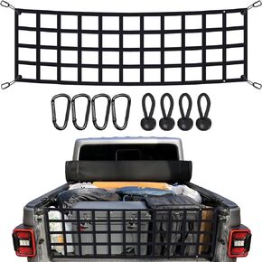 Tailgate Net for Full Size Truck - Cargo Net Compatible with Ford, Chevy, Dodge,Ram etc - Tail Gate Extender Nets for Pickup Truck Bed 50'' x 15'' (Black)