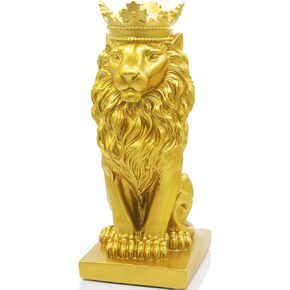 H&W 15''H Lion King Statue, Nordic style Home and Study Decoration, Collectible Figurines, Best Gift for The Man, Black (HH16-D1)