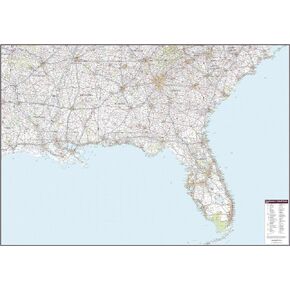 Southeastern United States Wall Map - 60" x 42" Laminated