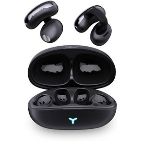 Open Ear Headphones,Bluetooth 5.3 Wireless Earbuds with Mic,LED Display,Immersive Stereo Sound,Clear Calls,55H Playback,Light Weight Running Headphones with Ear-Hook for Workout,Gym,White