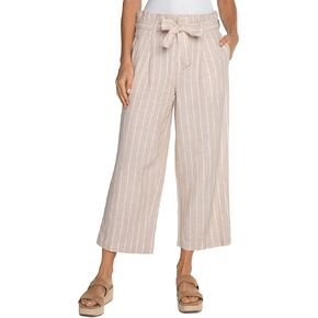 Liverpool Women's Pleated Crop Mid Rise Trouser with Self Belt