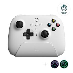 8Bitdo Ultimate 2 Wireless Gaming Controller with TMR Joysticks, Switchable Hall Effect/Tactile Triggers, 8Speed Wireless Tech, Charging Dock, RGB Fire Ring for PC & Android - White