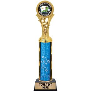 Graduation Trophies, 11" Blue Stars Kindergarten Graduation Trophy Award, Free Engraving Prime