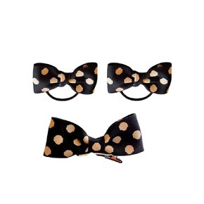 Baby Girls Hair Clips - Polka Dot Bow Barrettes and Pins (B0-Black)