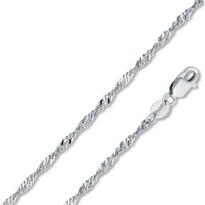 14k White Gold Solid 1.8mm Singapore Chain Necklace