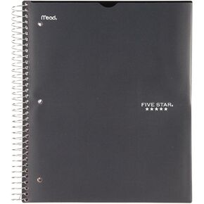 Five Star Spiral Notebook, 3 Subject, College Ruled Paper, 150 Sheets, 11" x 8-1/2", Customizable Cover, Blue (38004)